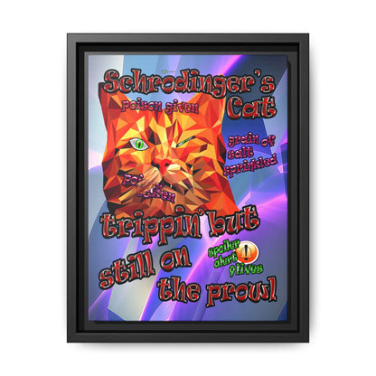 schrodinger's cat - framed canvas art (grey-pink wave)