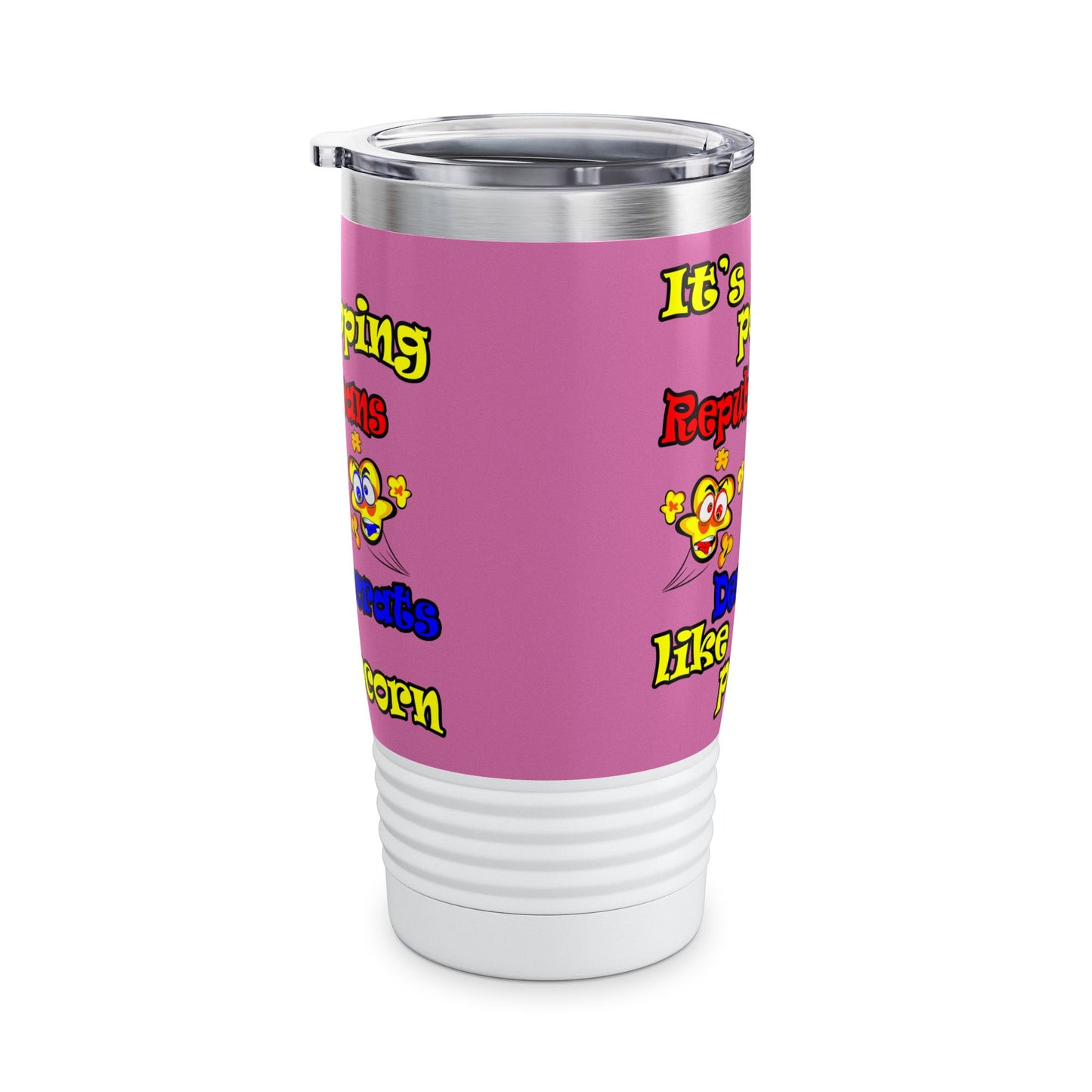 popping like popcorn - Ringneck Tumbler, 20oz (light pink)