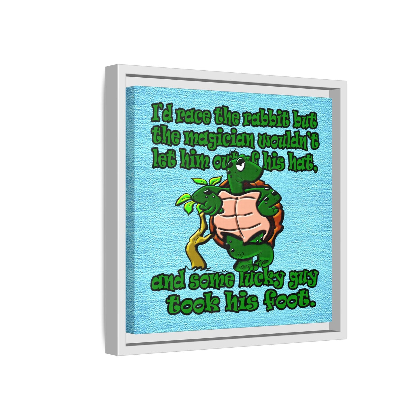 turtle race - framed canvas art (faded blue)