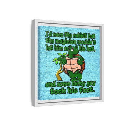 turtle race - framed canvas art (faded blue)