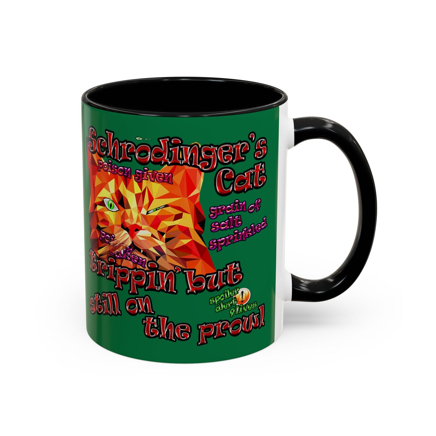 schrodinger's cat - Accent Mug (dark green)