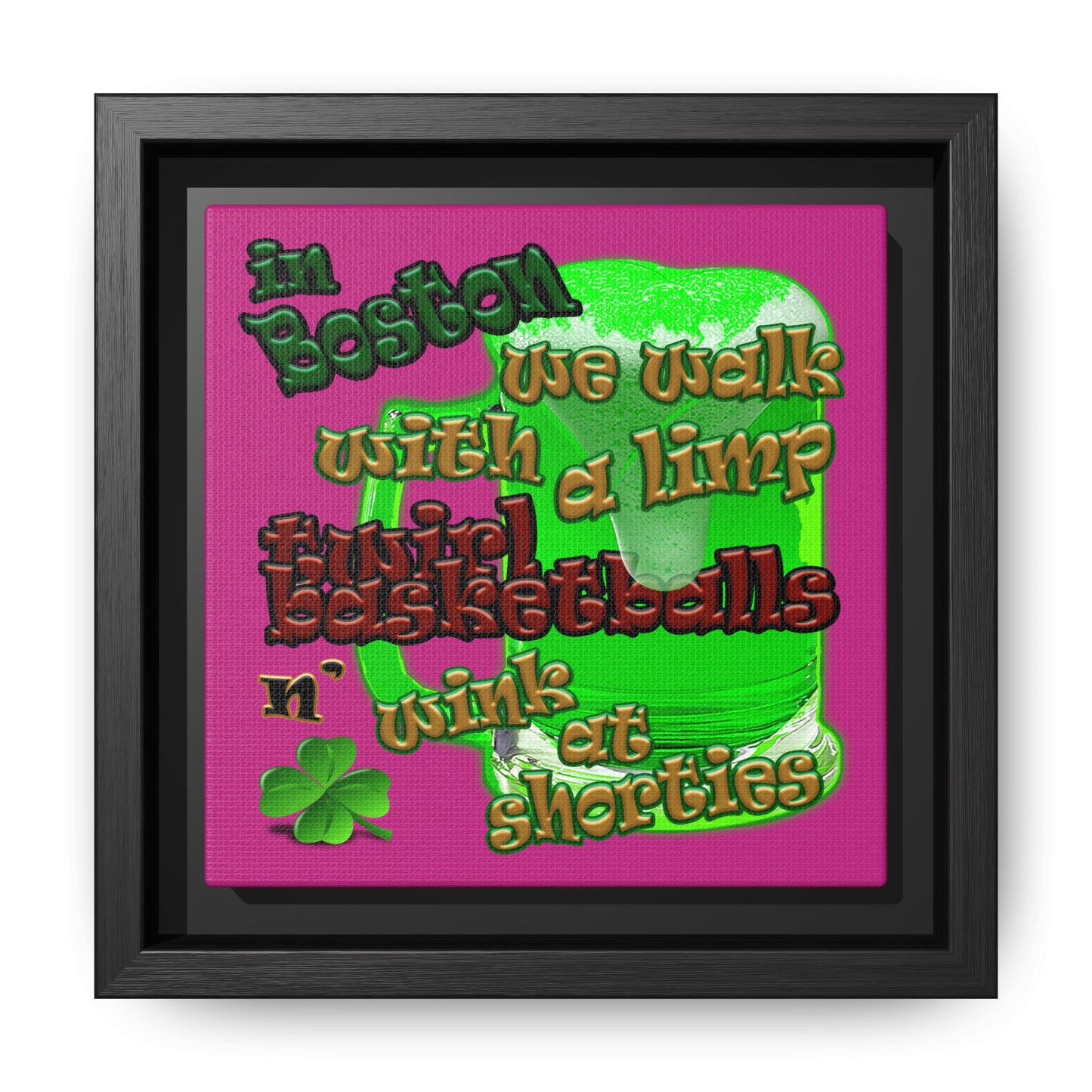 celtics logo - framed canvas art (pink)