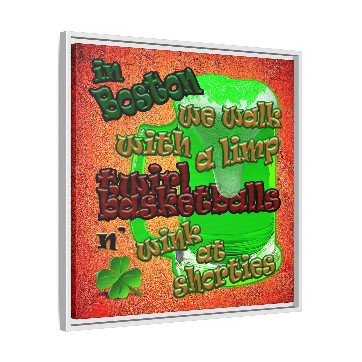 celtics logo - framed canvas art (burnt orange)