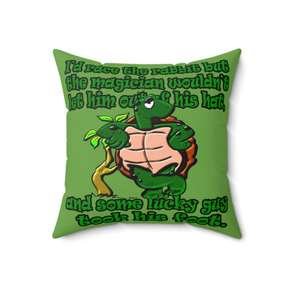 turtle race - Spun Polyester Square Pillow - (green)
