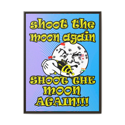 shoot the moon again - framed canvas art (light blue-purple wave)