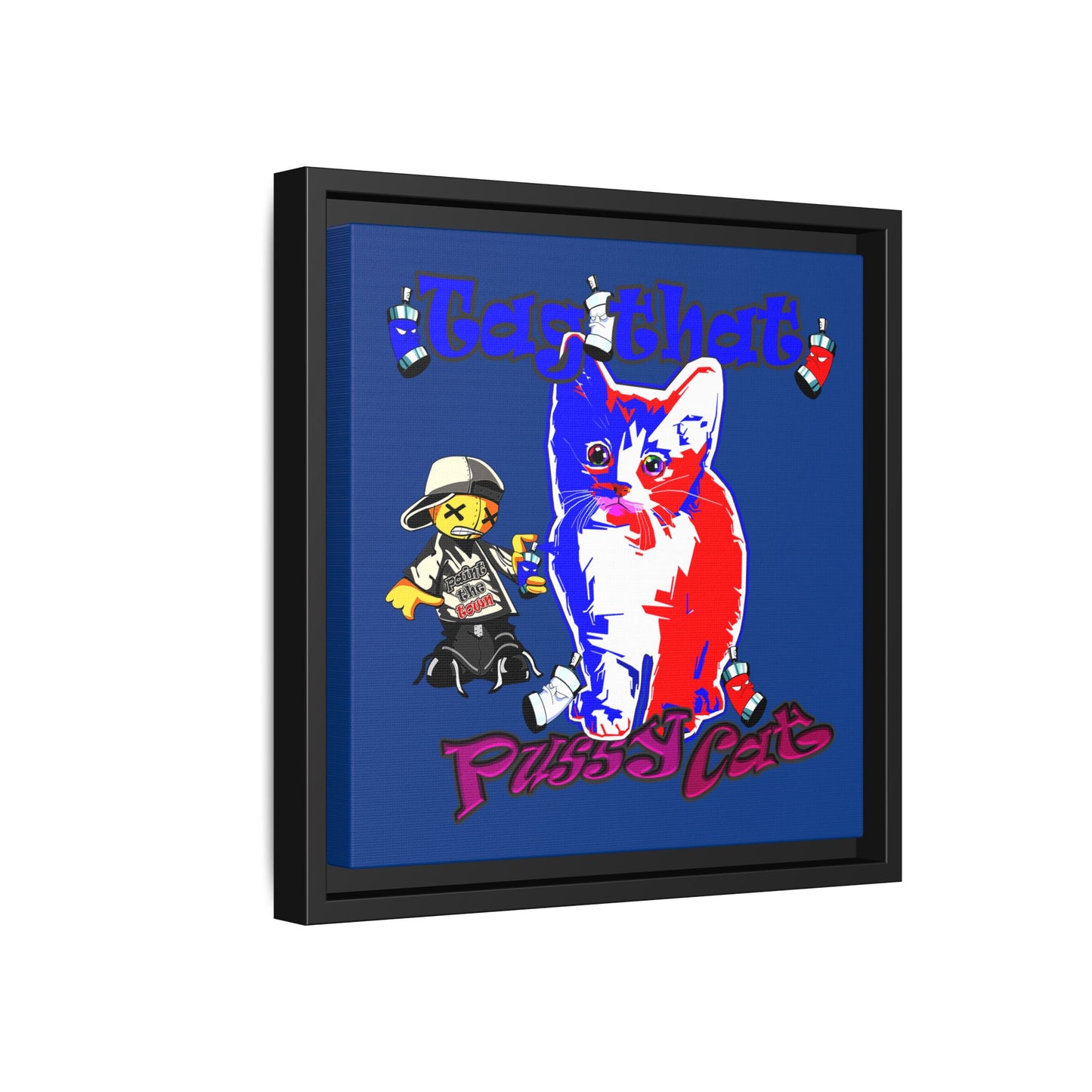 tag that - framed canvas art (dark blue)