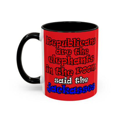 donkeys and elephants - Accent Mug (red)