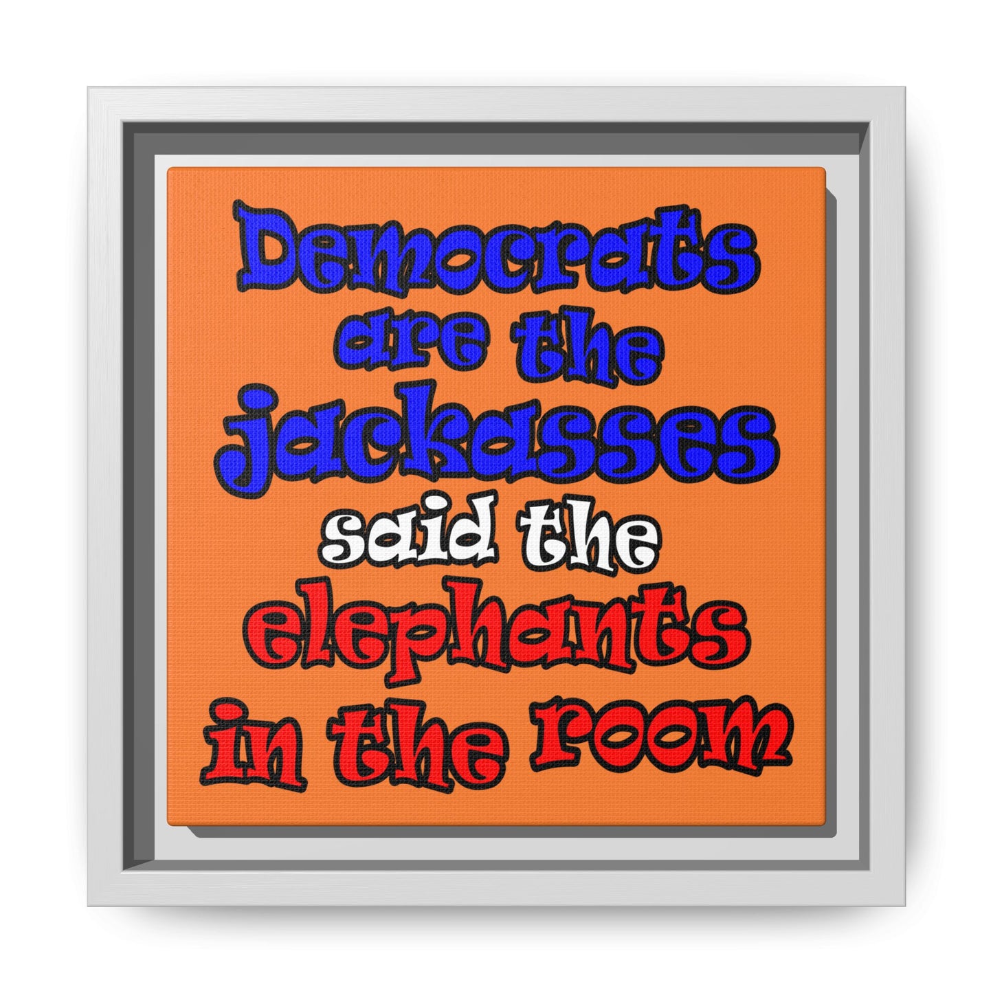 donkeys and elephants - framed canvas art (crusta)