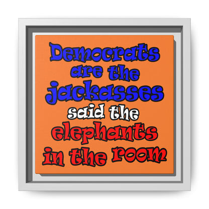 donkeys and elephants - framed canvas art (crusta)