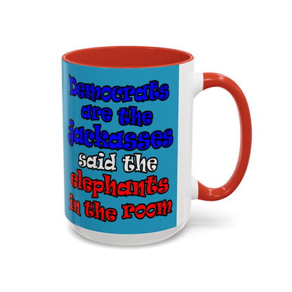 donkeys and elephants - Accent Mug (turquoise)