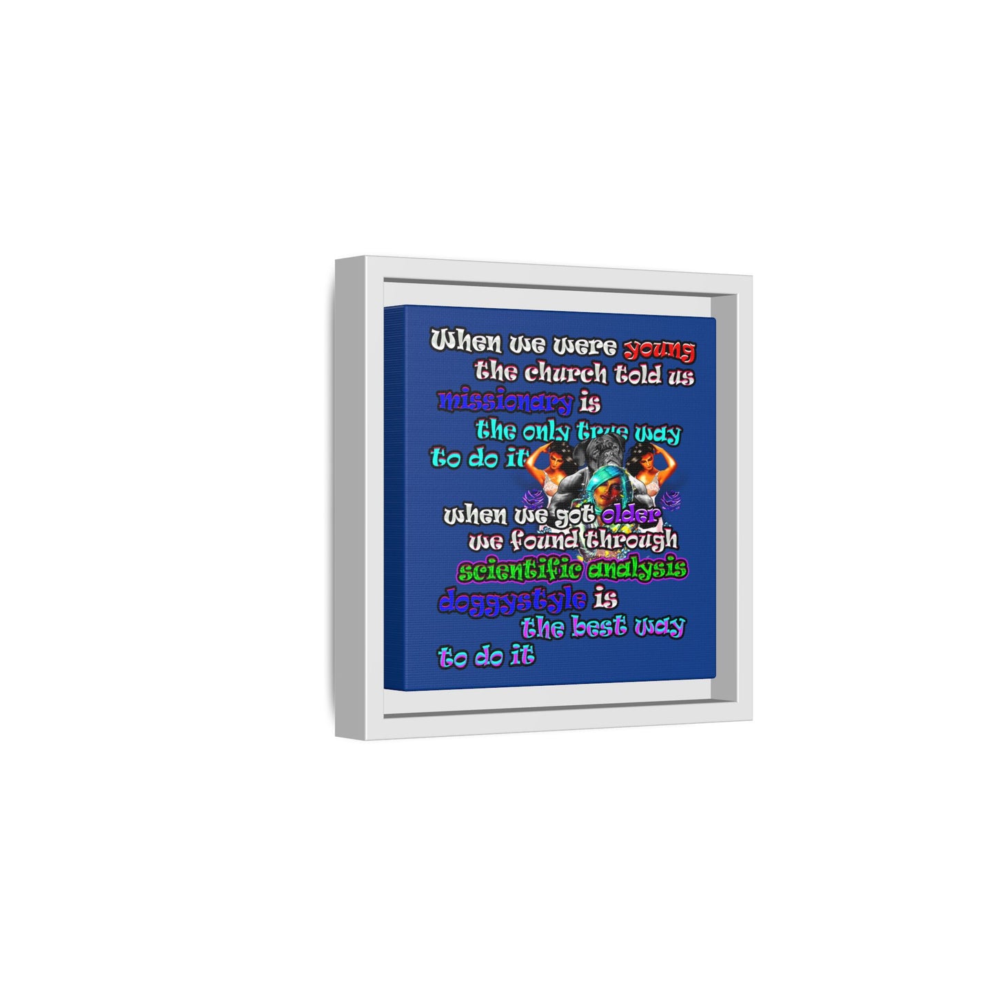 doggystyle - framed canvas art (dark blue)