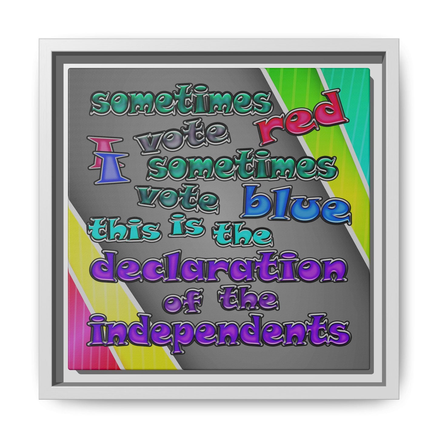 declaration of the independents - framed canvas art (rainbow split)