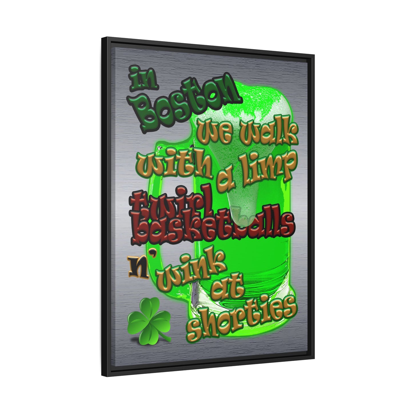 celtics logo - framed canvas art (brushed nickel)
