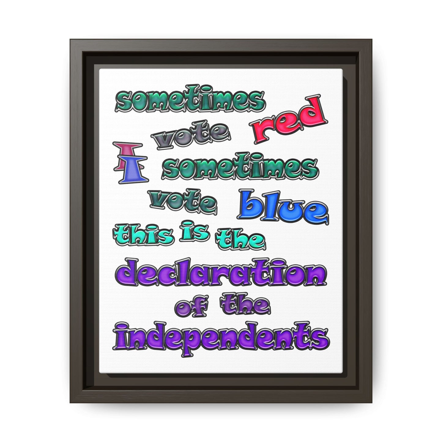 declaration of the independents - framed canvas art (white)