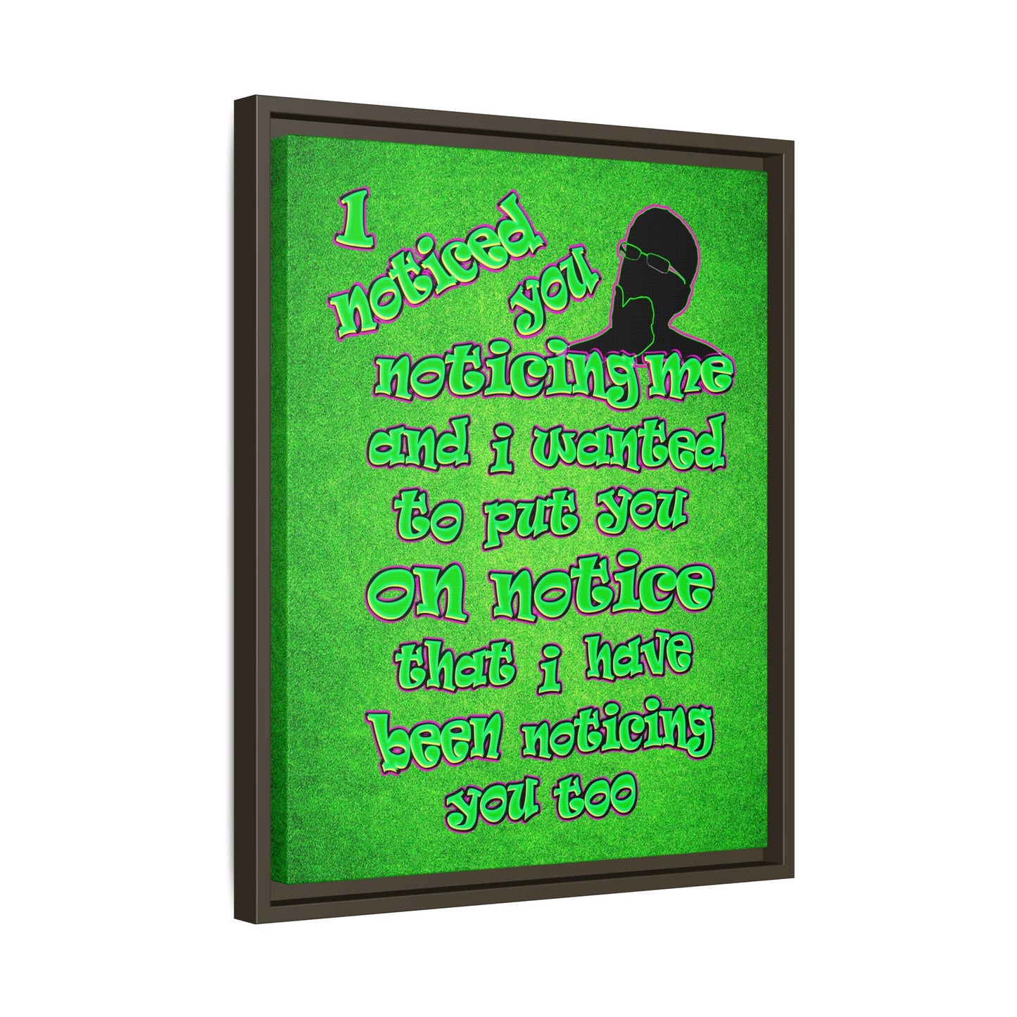 noticed you noticing - framed canvas art (green turf)
