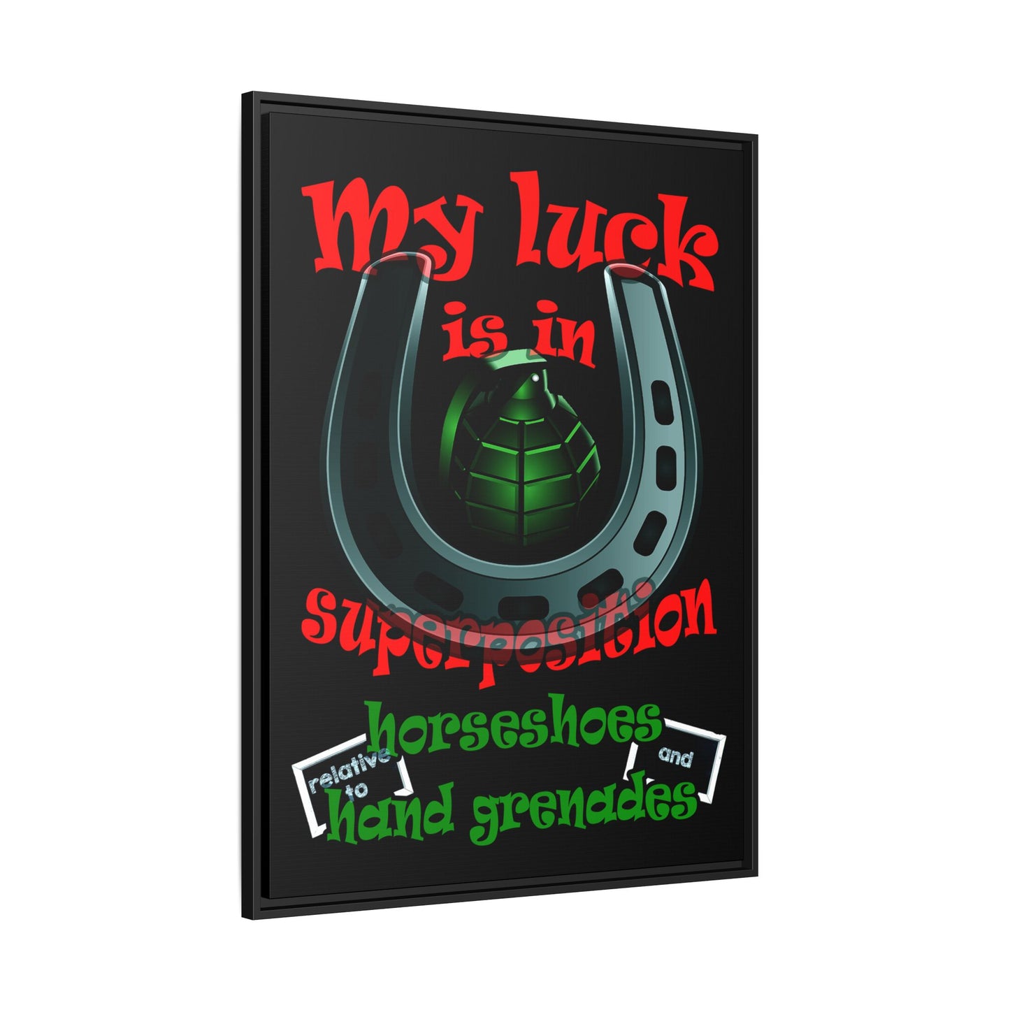 my luck - framed canvas art (black)
