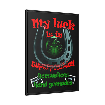 my luck - framed canvas art (black)