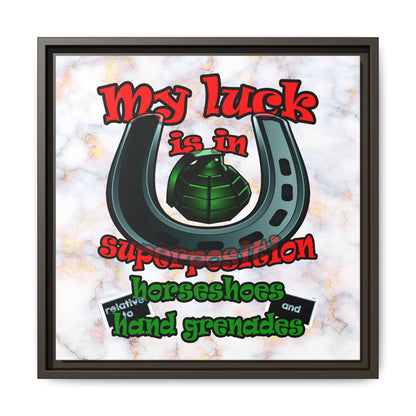 my luck - framed canvas art (white marble)