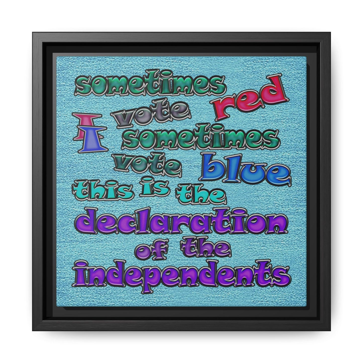 declaration of the independents - framed canvas art (faded blue)