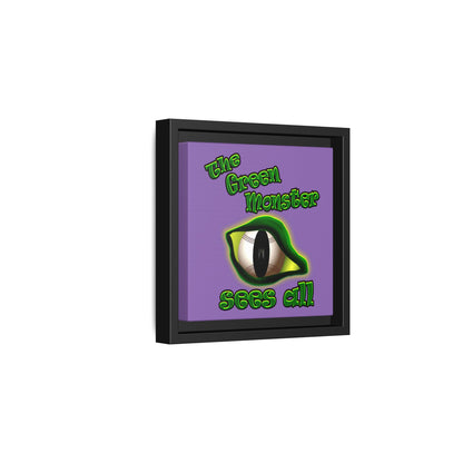 green monster - framed canvas art (light purple)