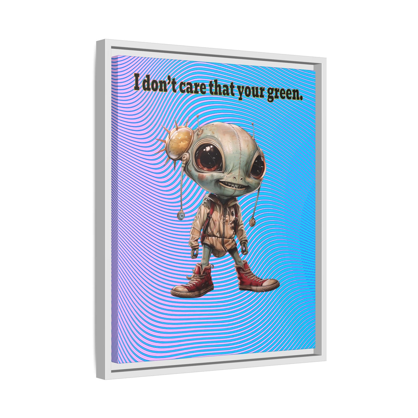 I don't care that your green - framed canvas art (light blue-purple wave)