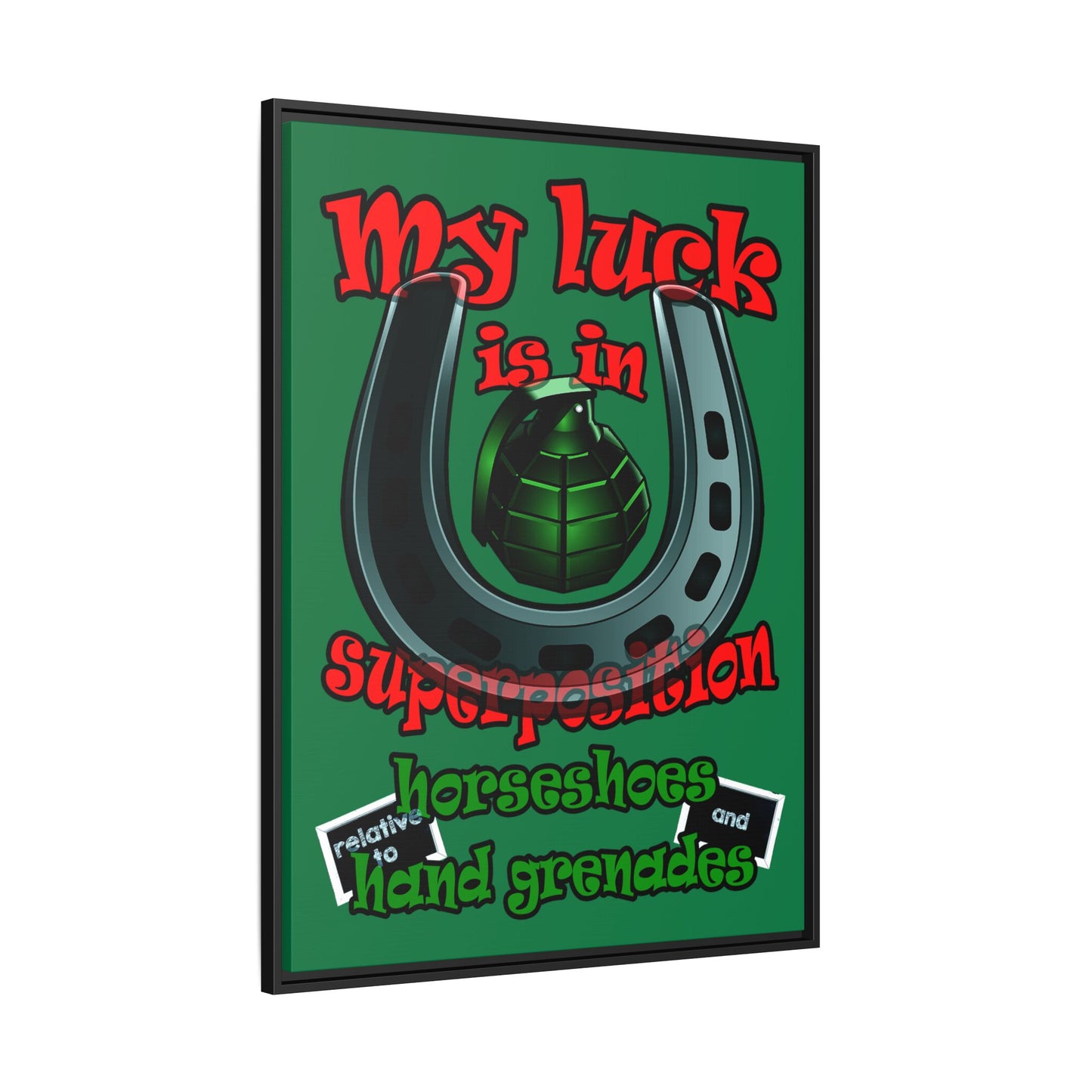 my luck - framed canvas art (dark green)
