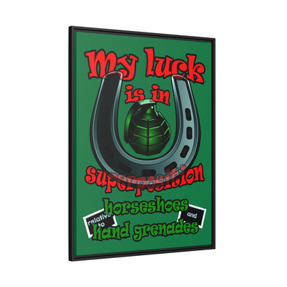 my luck - framed canvas art (dark green)