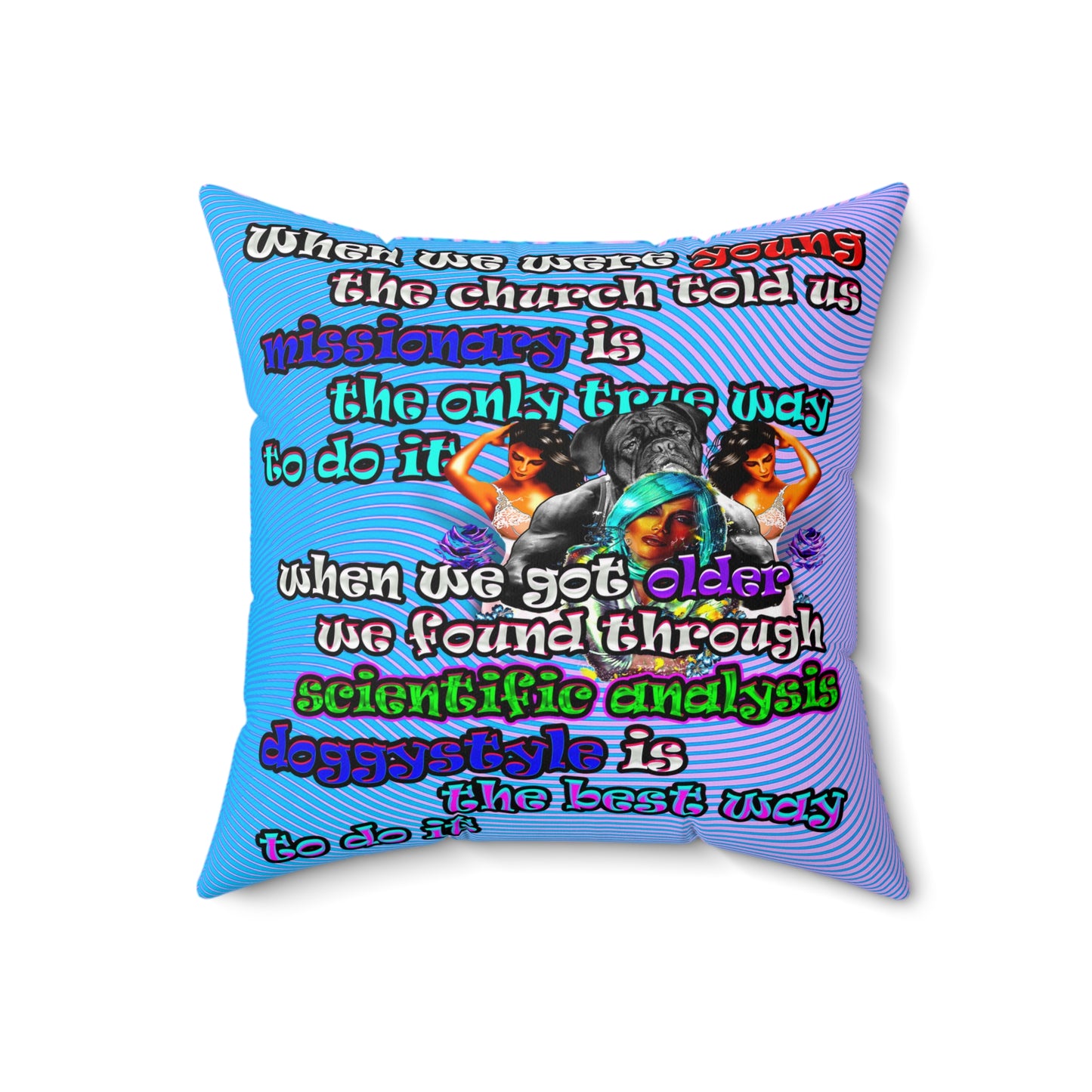 doggystyle - Spun Polyester Square Pillow - (light blue-purple wave)