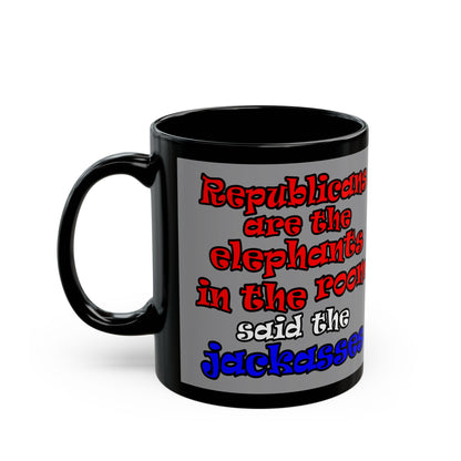 donkeys and elephants - Black Mug (grey)