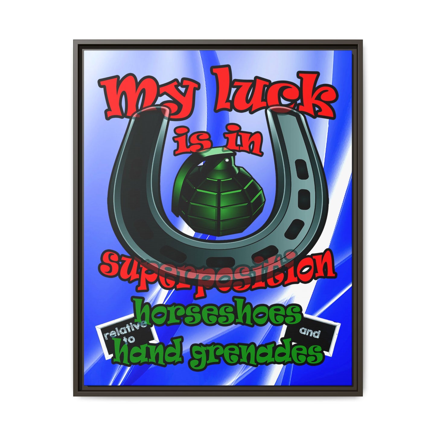 my luck - framed canvas art (blue-white wave)