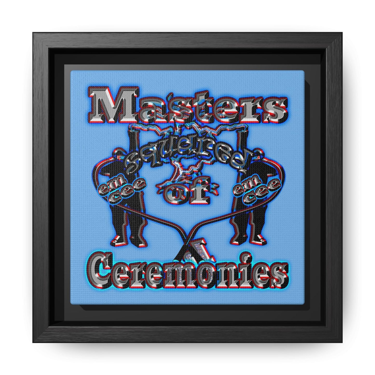 em cee squared - framed canvas art (light blue)