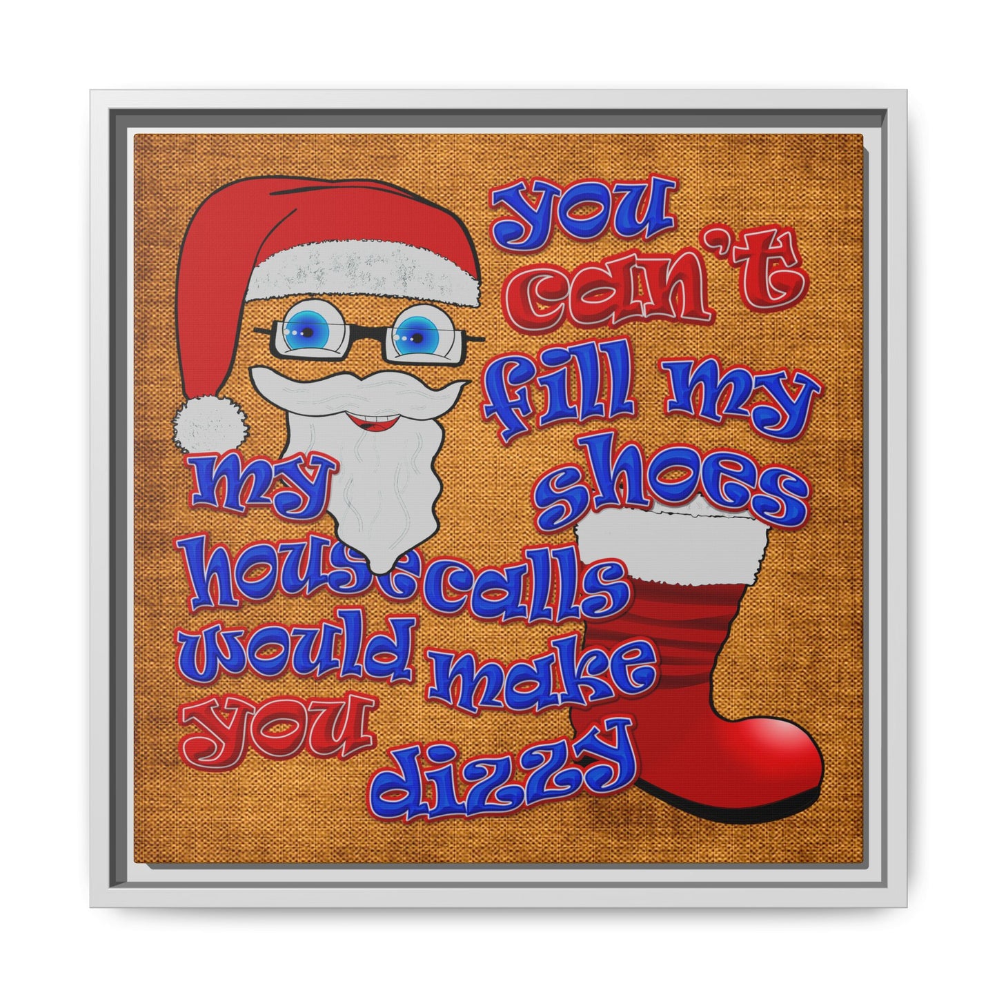 santa's shoes - framed canvas art (brown papyrus)