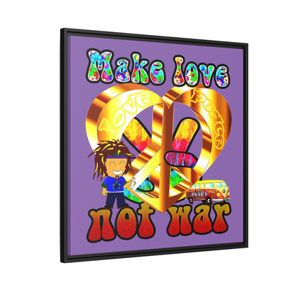 love peace - framed canvas art (light purple)