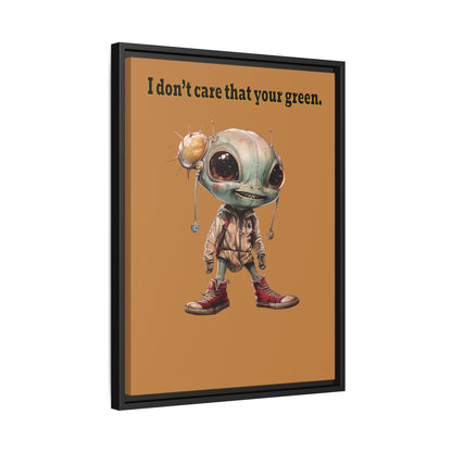 I don't care that your green - framed canvas art (light brown)