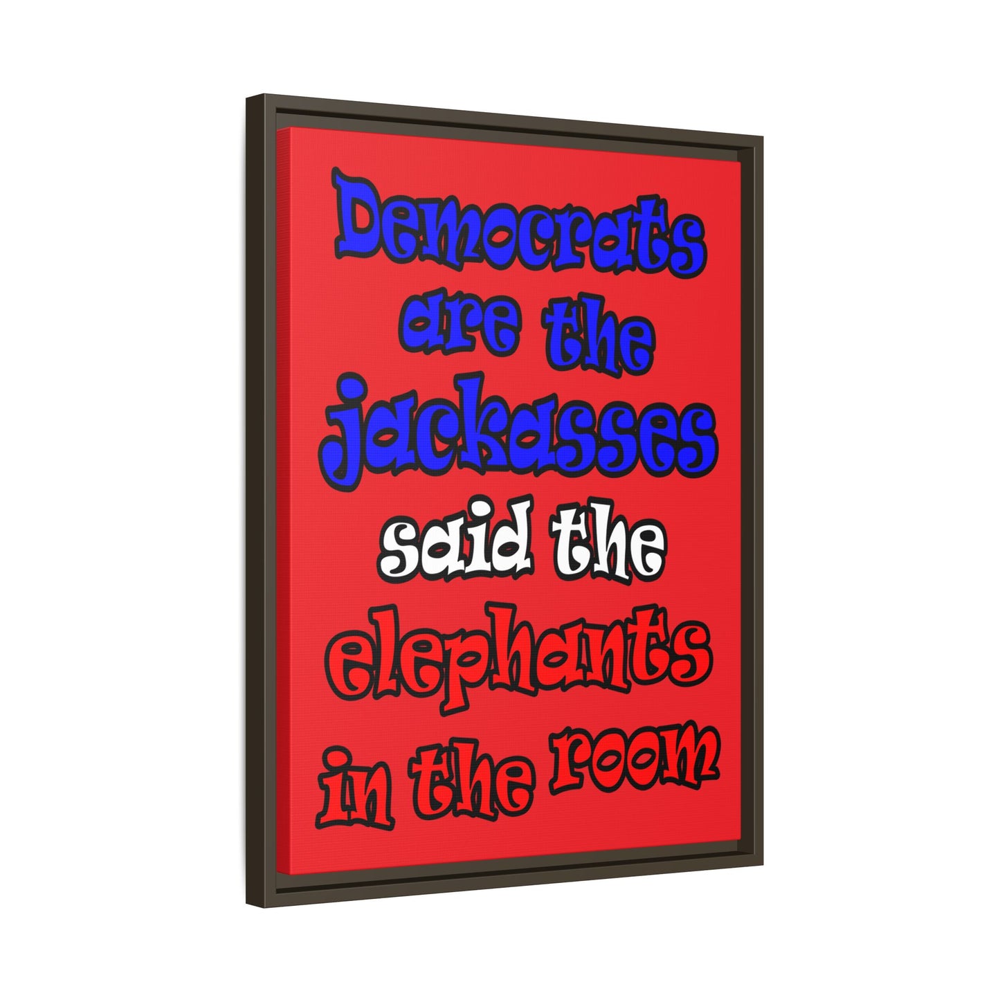 donkeys and elephants - framed canvas art (red)