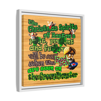 christmas spirits of boston - framed canvas art (butterscotch wood finish)