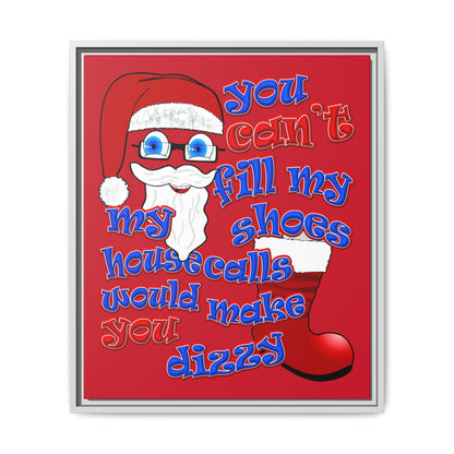 santa's shoes - framed canvas art (dark red)