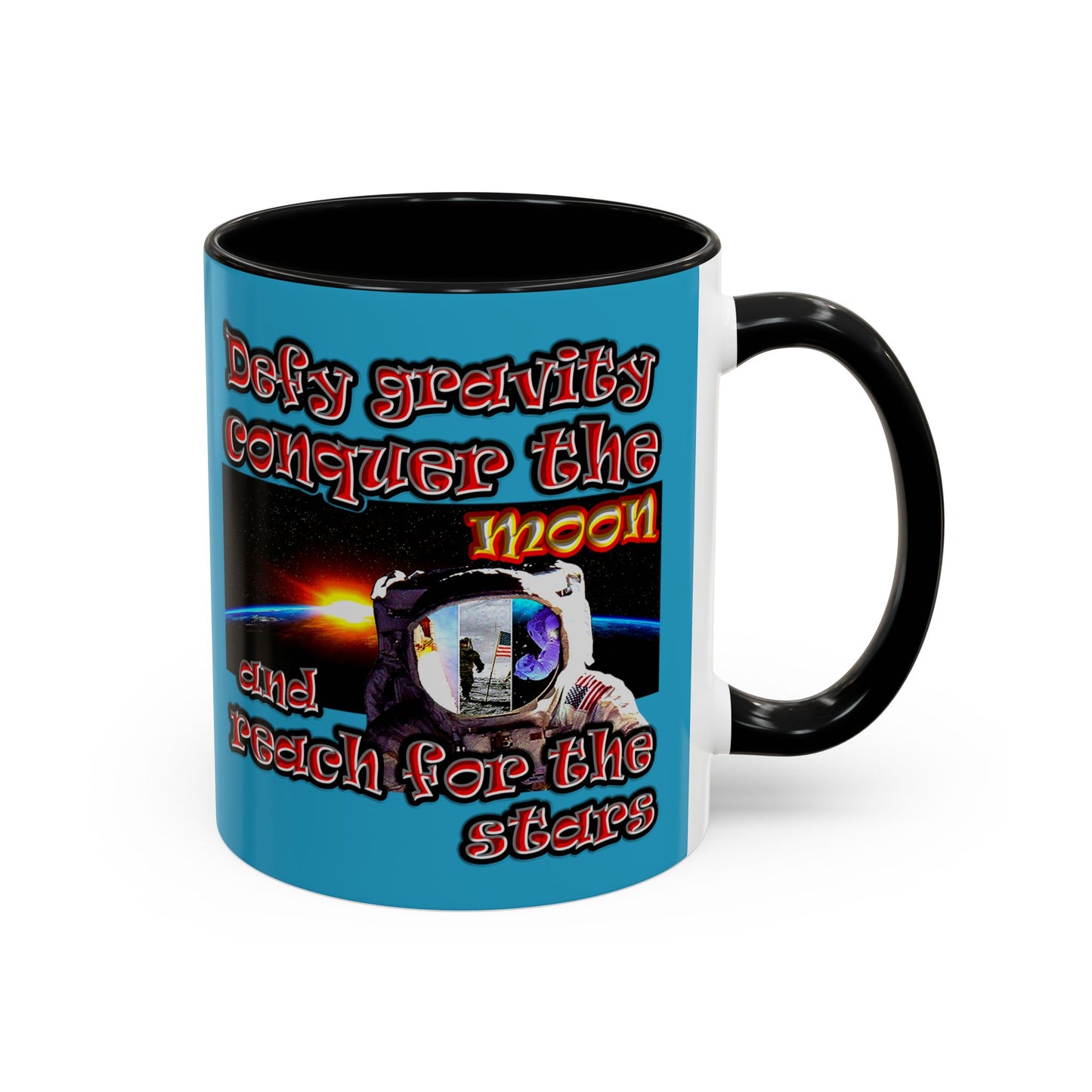 defy conquer reach - Accent Mug (turquoise)