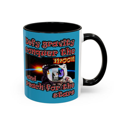 defy conquer reach - Accent Mug (turquoise)
