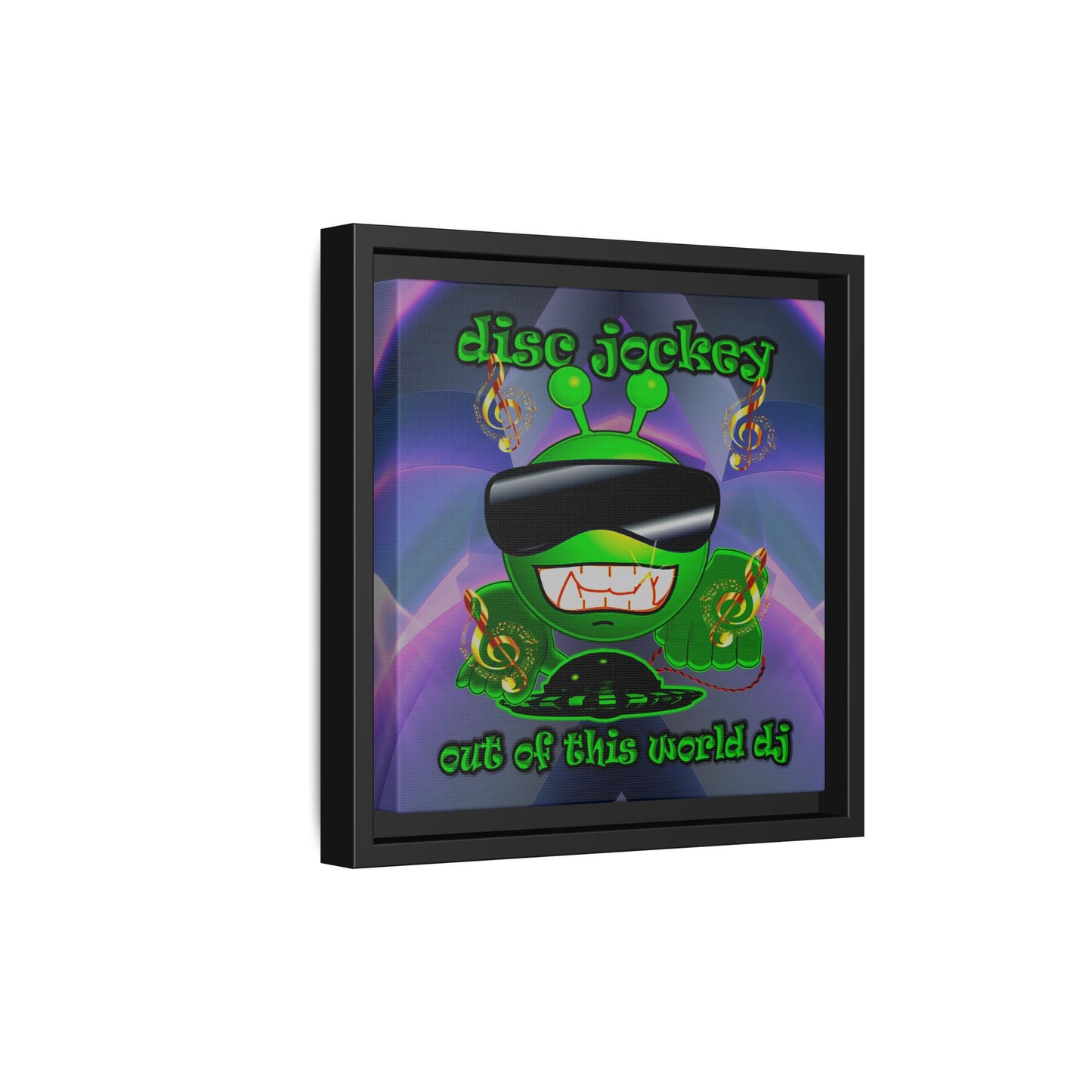 disc jockey - framed canvas art (grey-pink wave)
