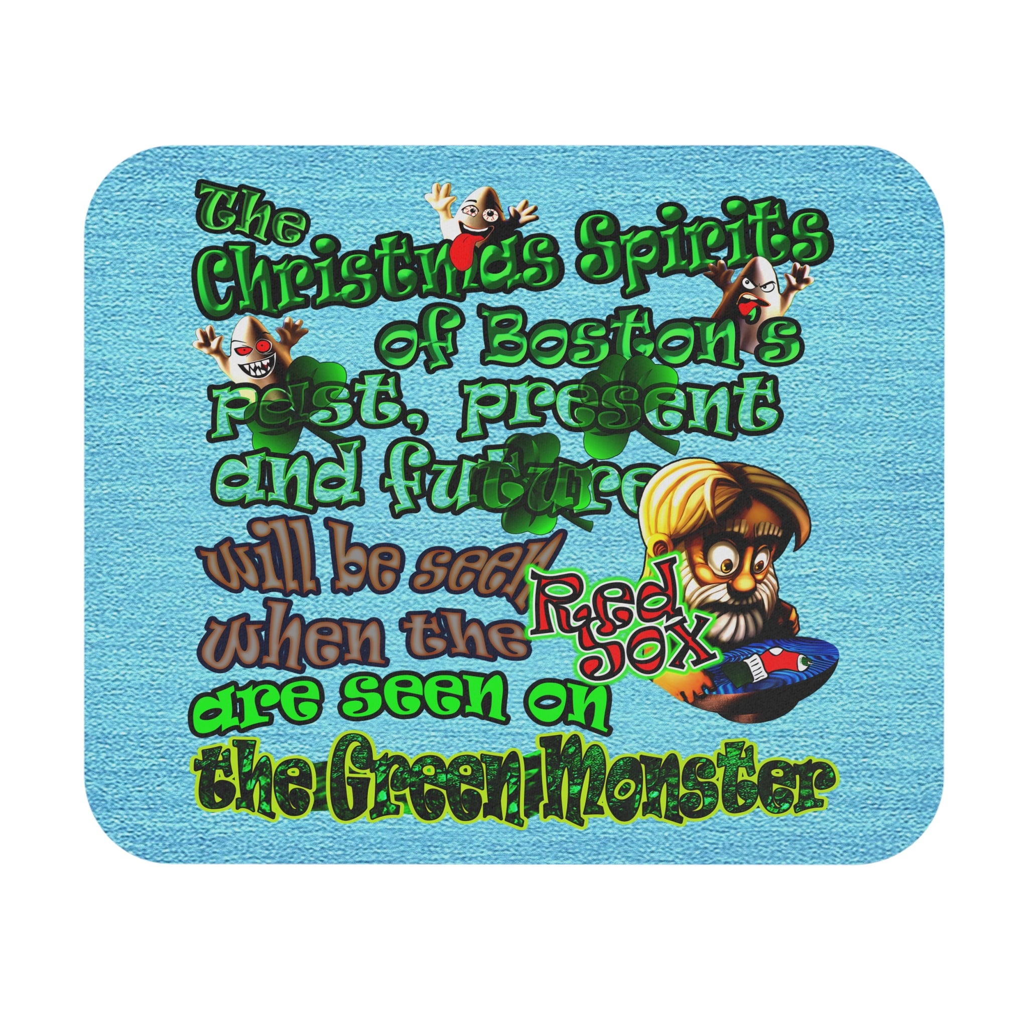 christmas spirits of boston - Mouse Pad (Rectangle) (faded blue)