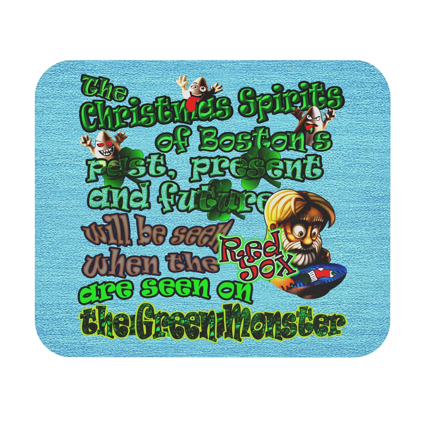 christmas spirits of boston - Mouse Pad (Rectangle) (faded blue)