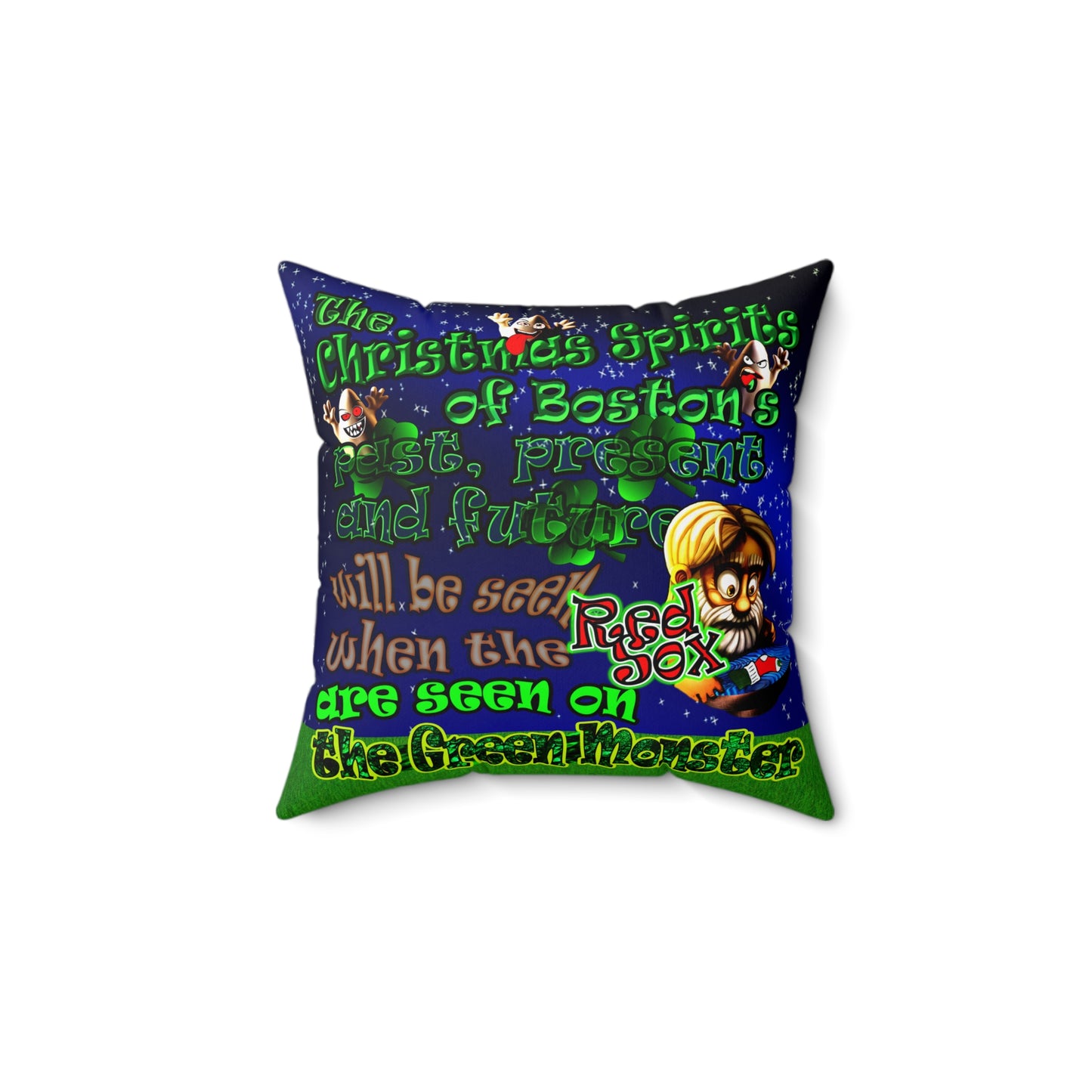 christmas spirits of boston - Spun Polyester Square Pillow - ('snoops' background)
