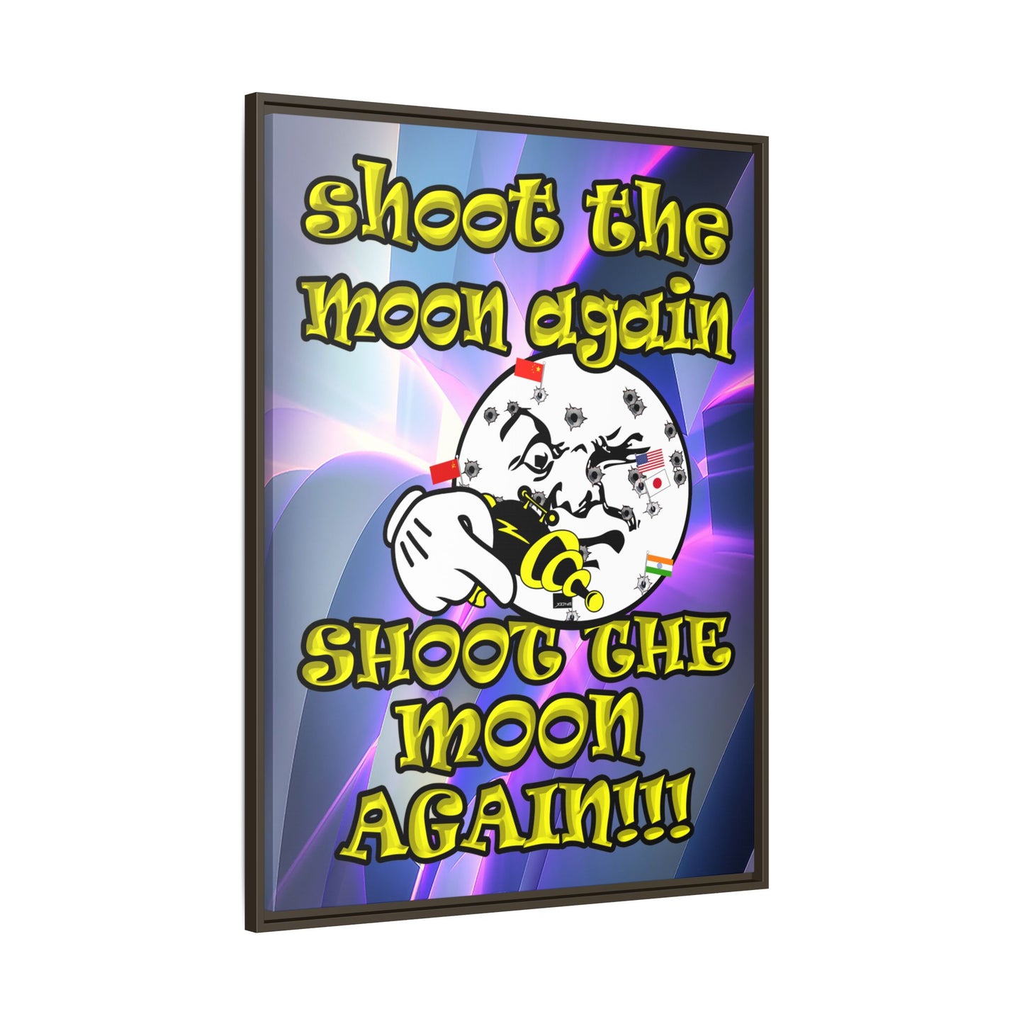 shoot the moon again - framed canvas art (grey-pink wave)