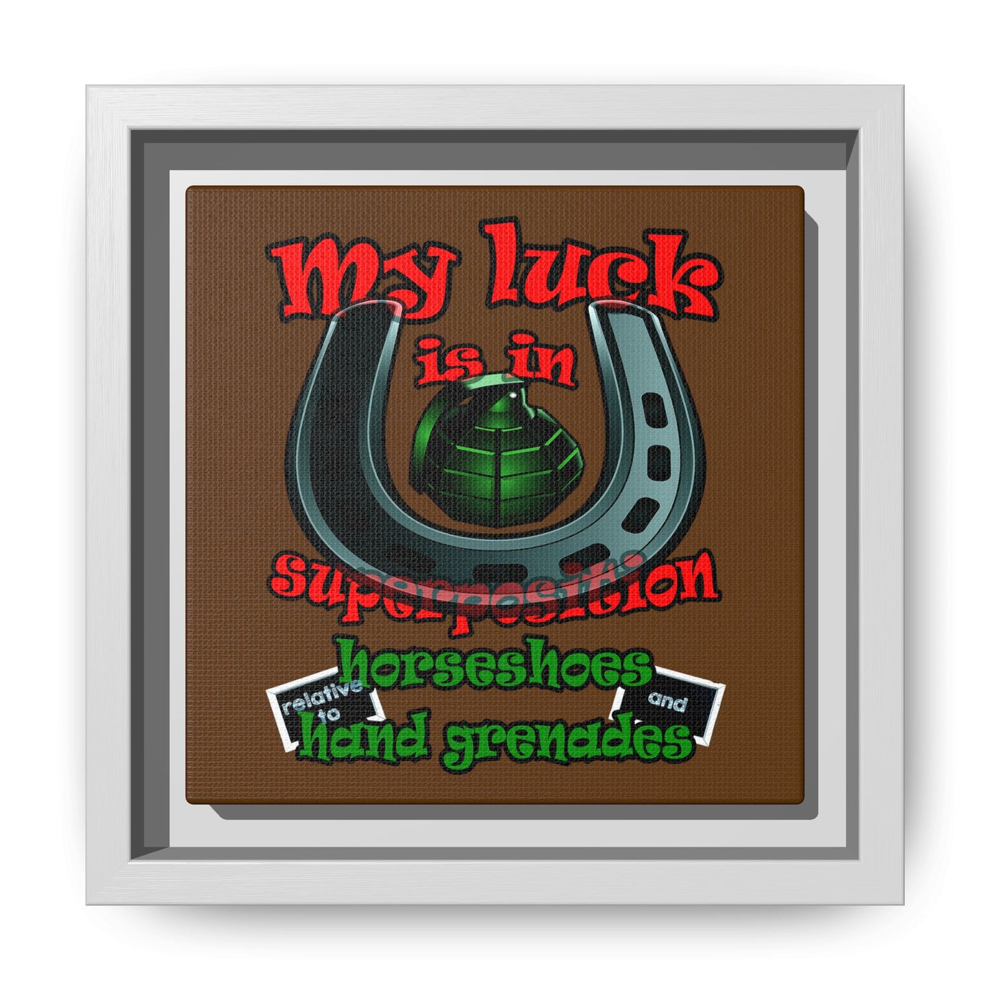 my luck - framed canvas art (brown)