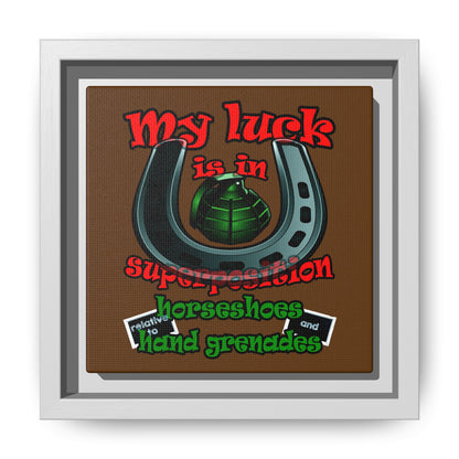 my luck - framed canvas art (brown)