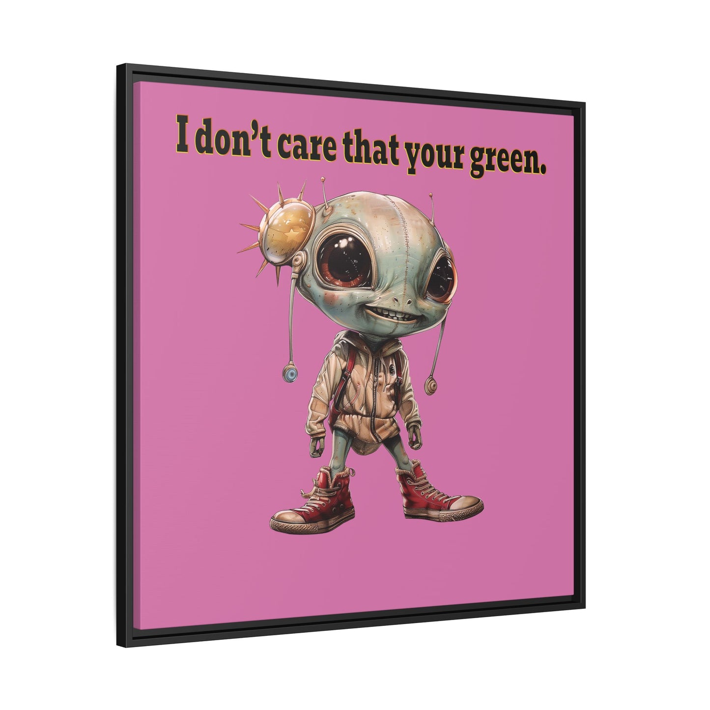 I don't care that your green - framed canvas art (light pink)