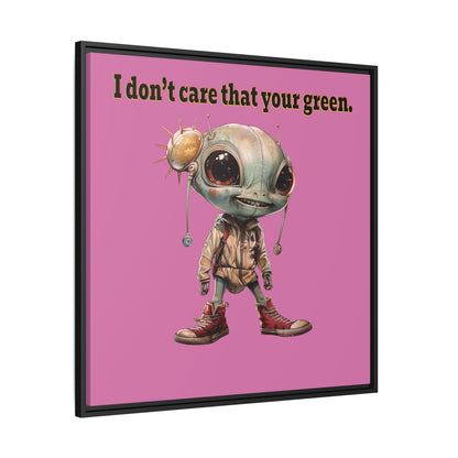 I don't care that your green - framed canvas art (light pink)