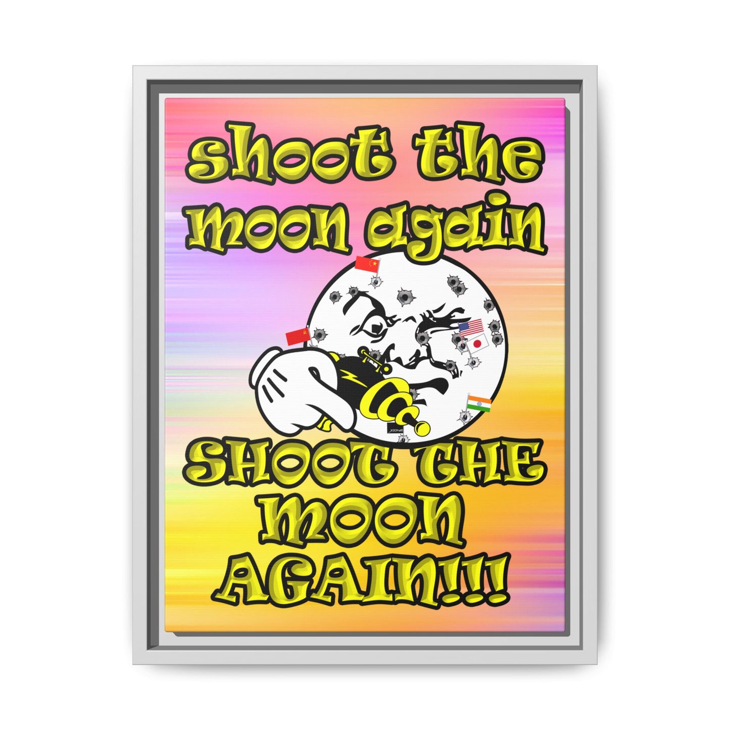 shoot the moon again - framed canvas art (color blur)