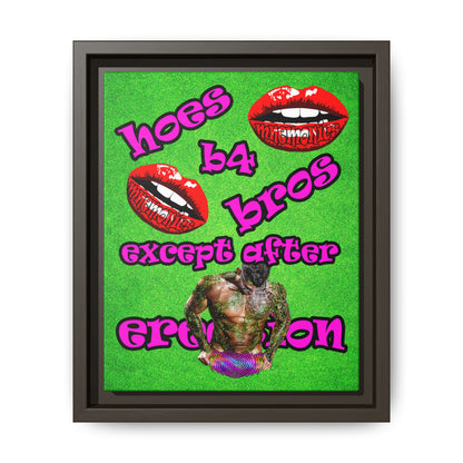 hoes b4 bros - framed canvas art (green turf)